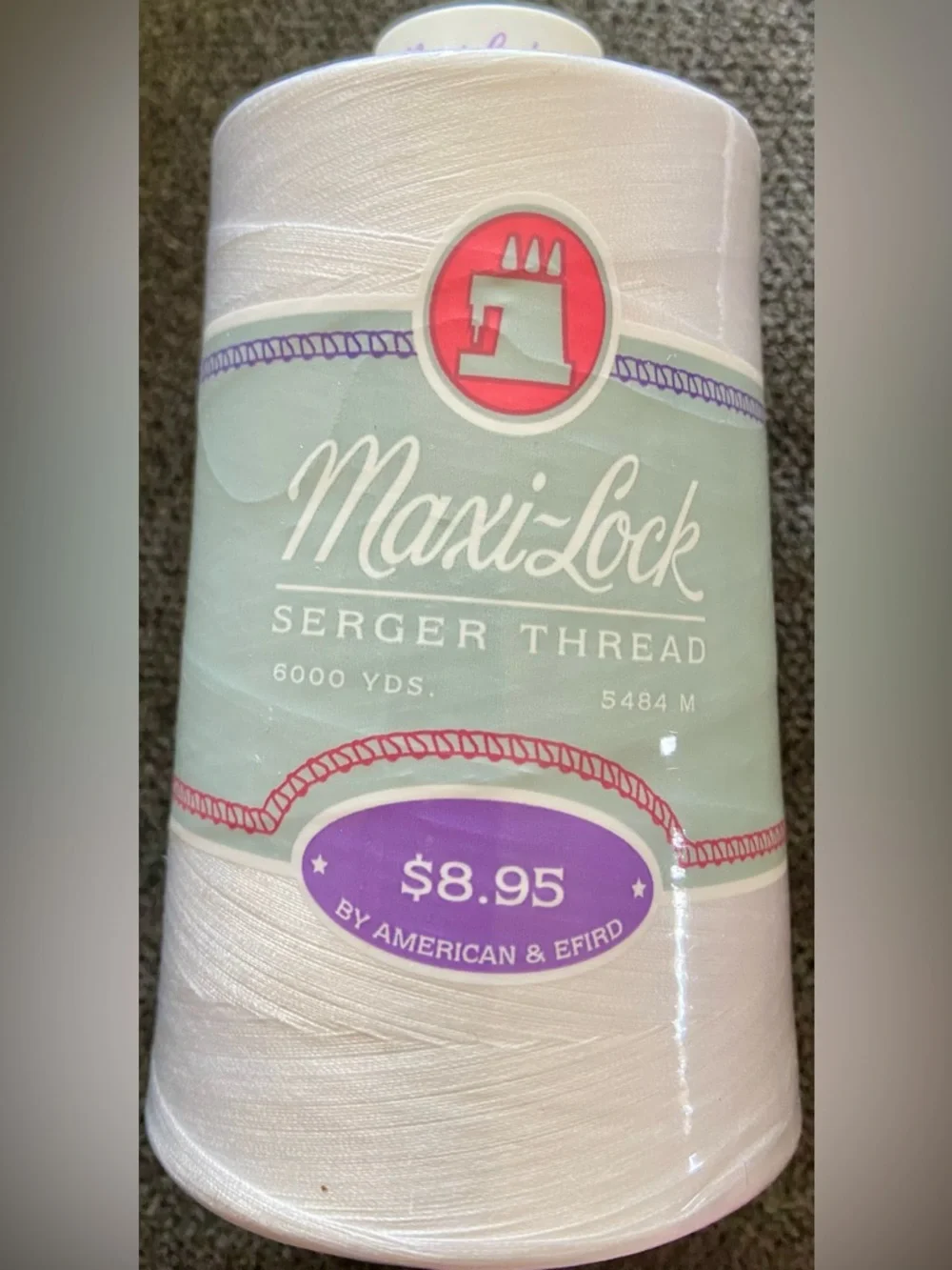 Maxi Lock White Thread 🧵 6000 Yards Large Spool of Serger 💯% Polyester